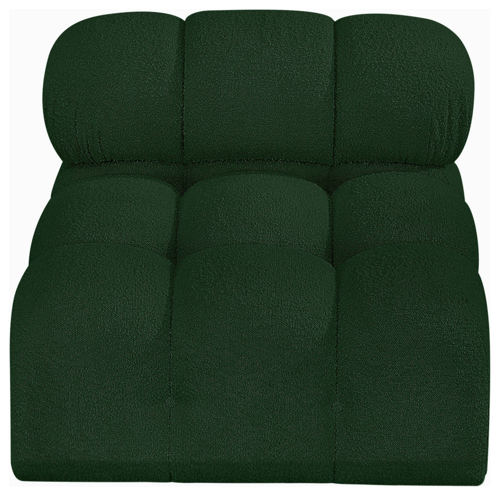 Ames Boucle Fabric Modular Chair, Green, Armless Chair