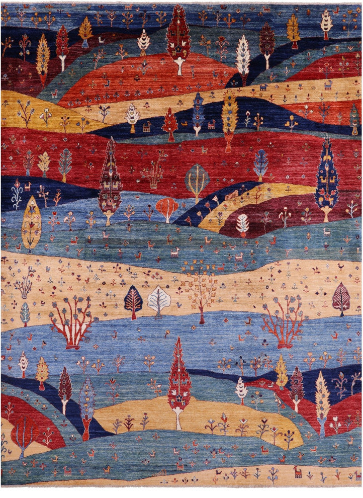 9' 0" X 12' 2" Tribal Persian Gabbeh Hand Knotted Wool Rug - Q12638