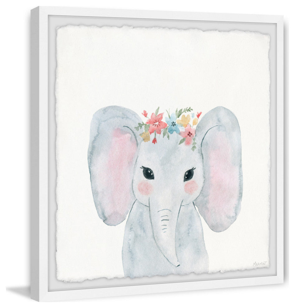 "Pink Ears" Framed Painting Print, 12x12