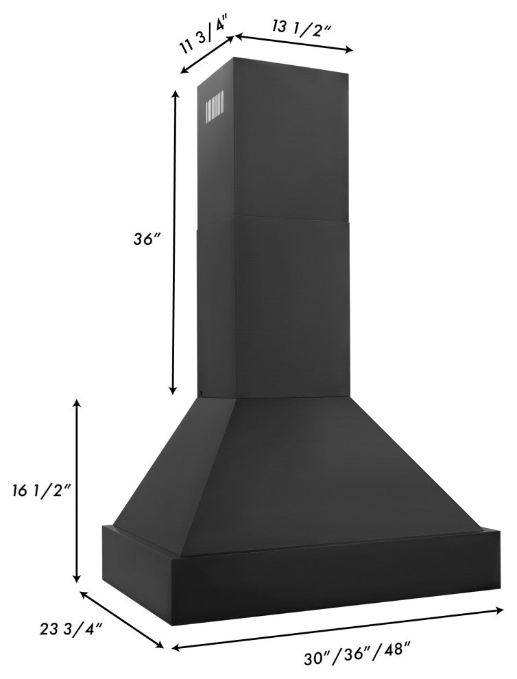 ZLINE 30" Convertible Vent Black Stainless Steel Wall Mount Range Hood