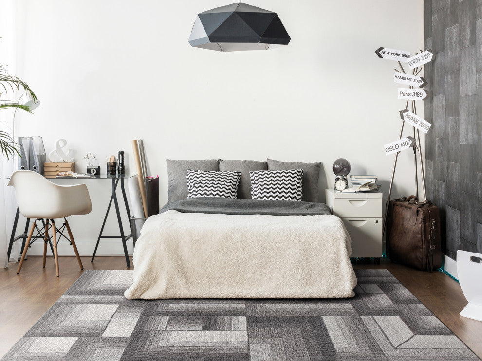 Dynamic Rugs Graphite 9x12 Wool Handmade Area Rug 5443-991 Dark Gray/I