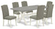 7-Piece Set An Excellent Cement Color Table Top and 6 Chairs, Linen White