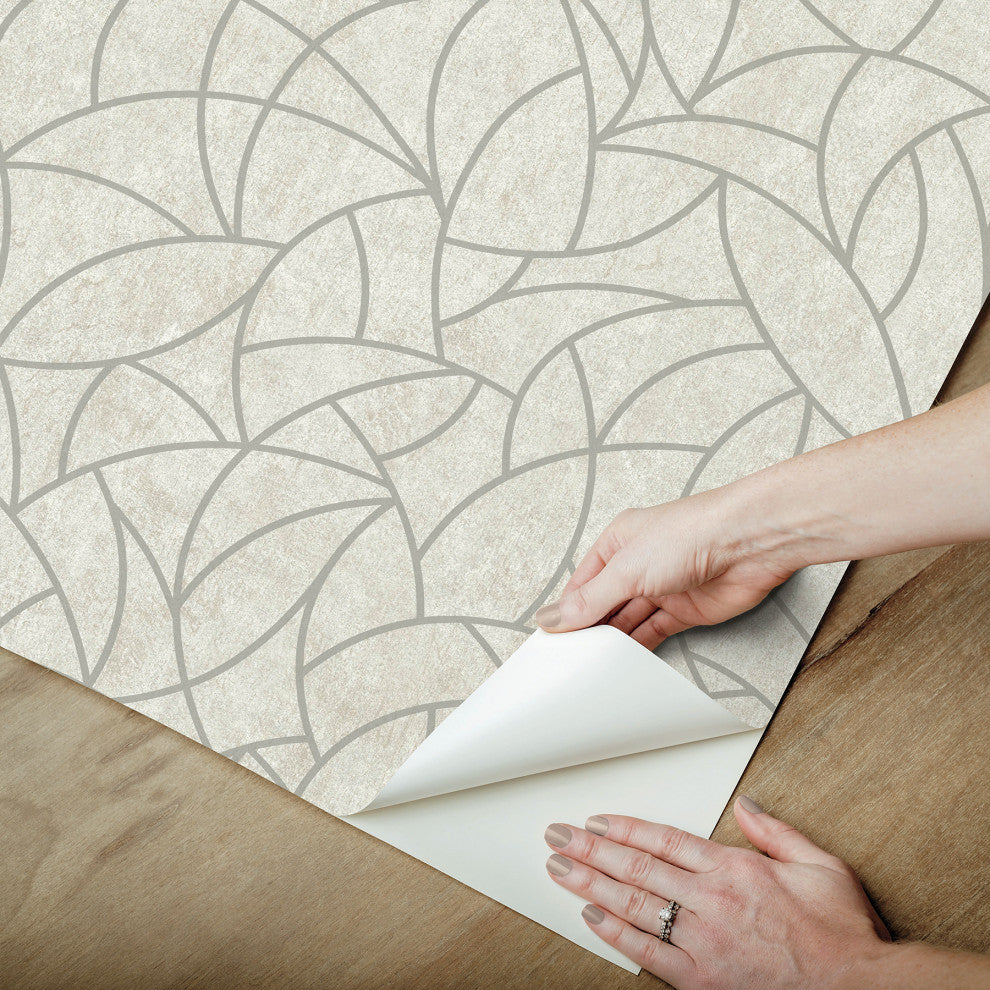 Taupe & Silver Modern Crescent Moon Peel & Stick Wallpaper