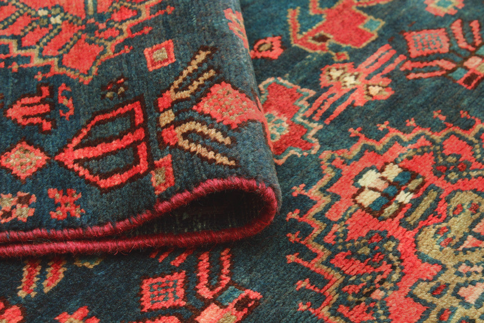Fine Vintage Distressed Shukura Blue/Rust Runner, 2'5 x 10'0