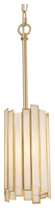 LNC 1-Light Modern Cylinder/Drum Glass Kitchen Pendant Lighting, White & Gold