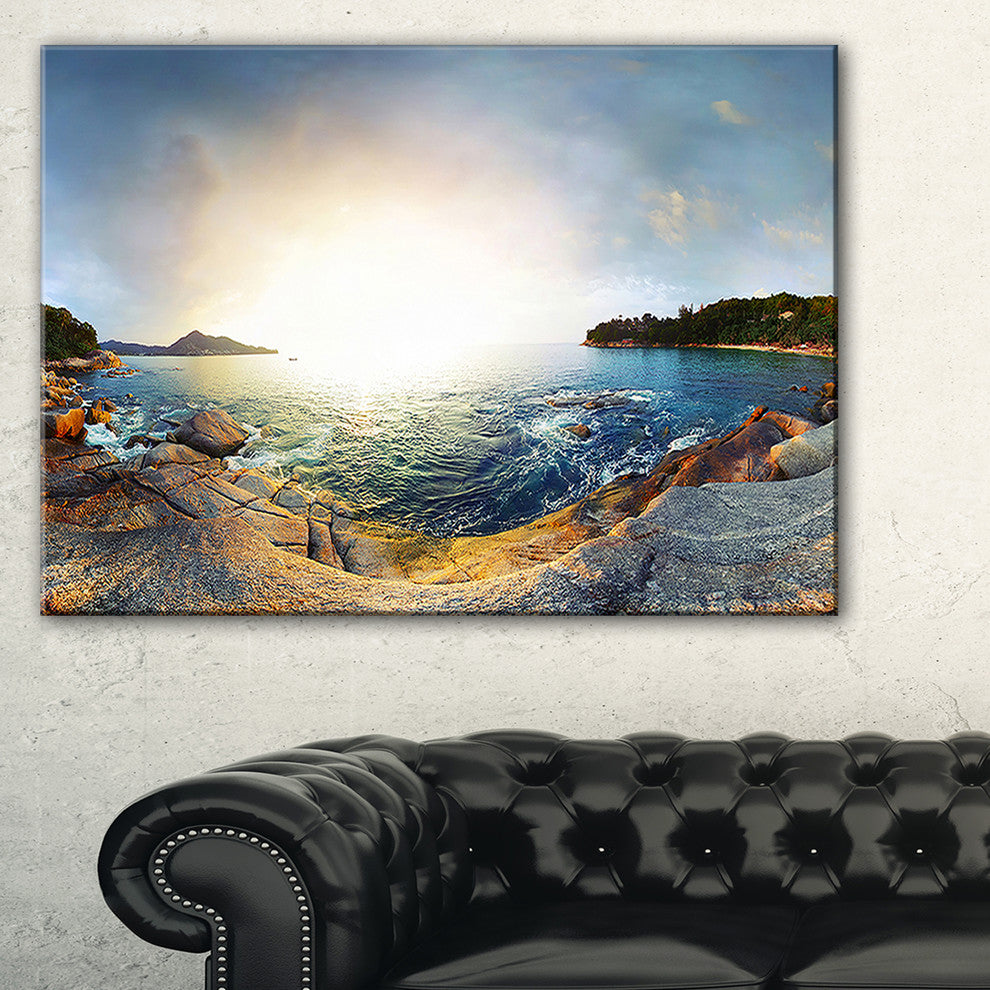 "Rocky Coast in Andaman Sea" Landscape Wall Art Canvas Print, 40"x20"