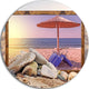 Framed Beach Sunset, Seashore Art Round Wall Art, 11"