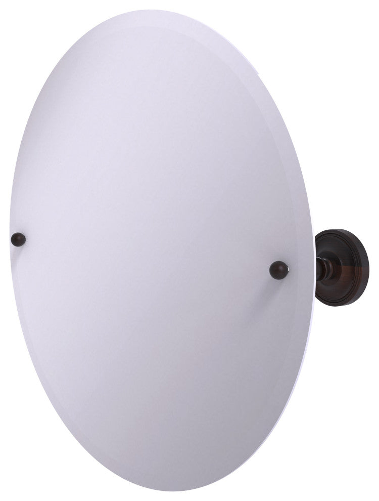 Frameless Round Beveled Edge Tilt Mirror, Venetian Bronze
