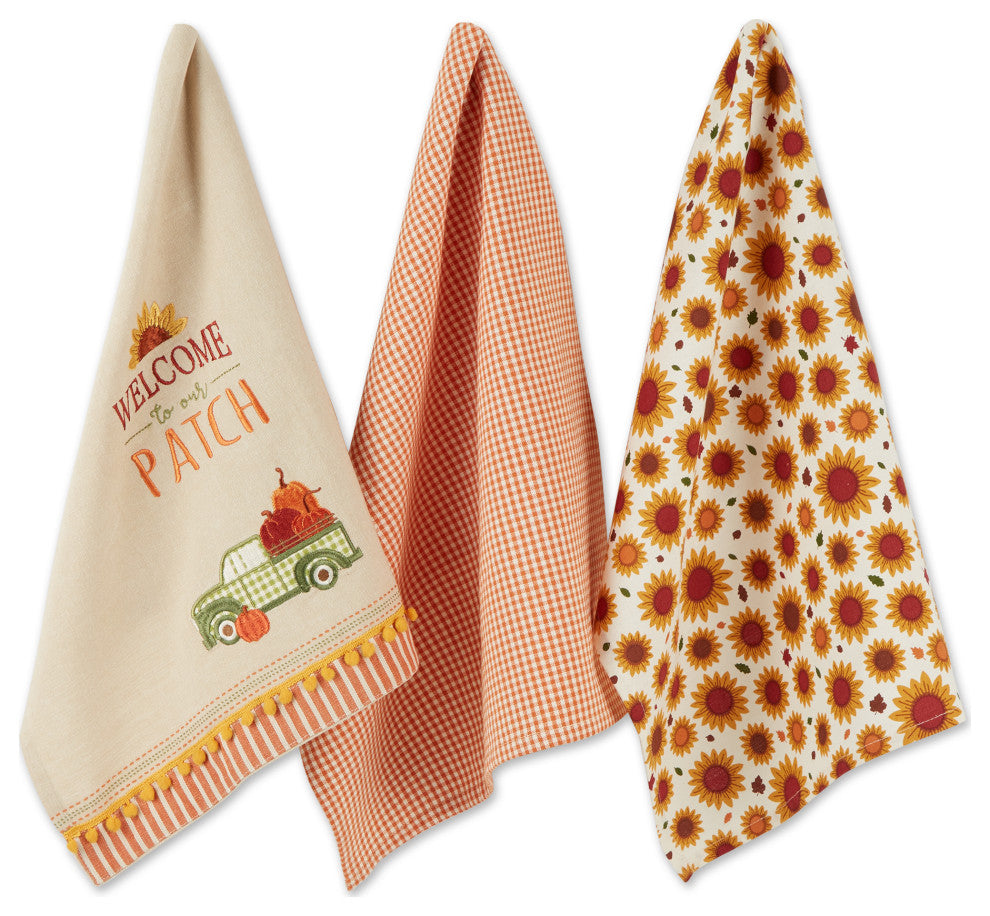 Assorted Pumpkin Patch Truck Dishtowel (Set of 3)