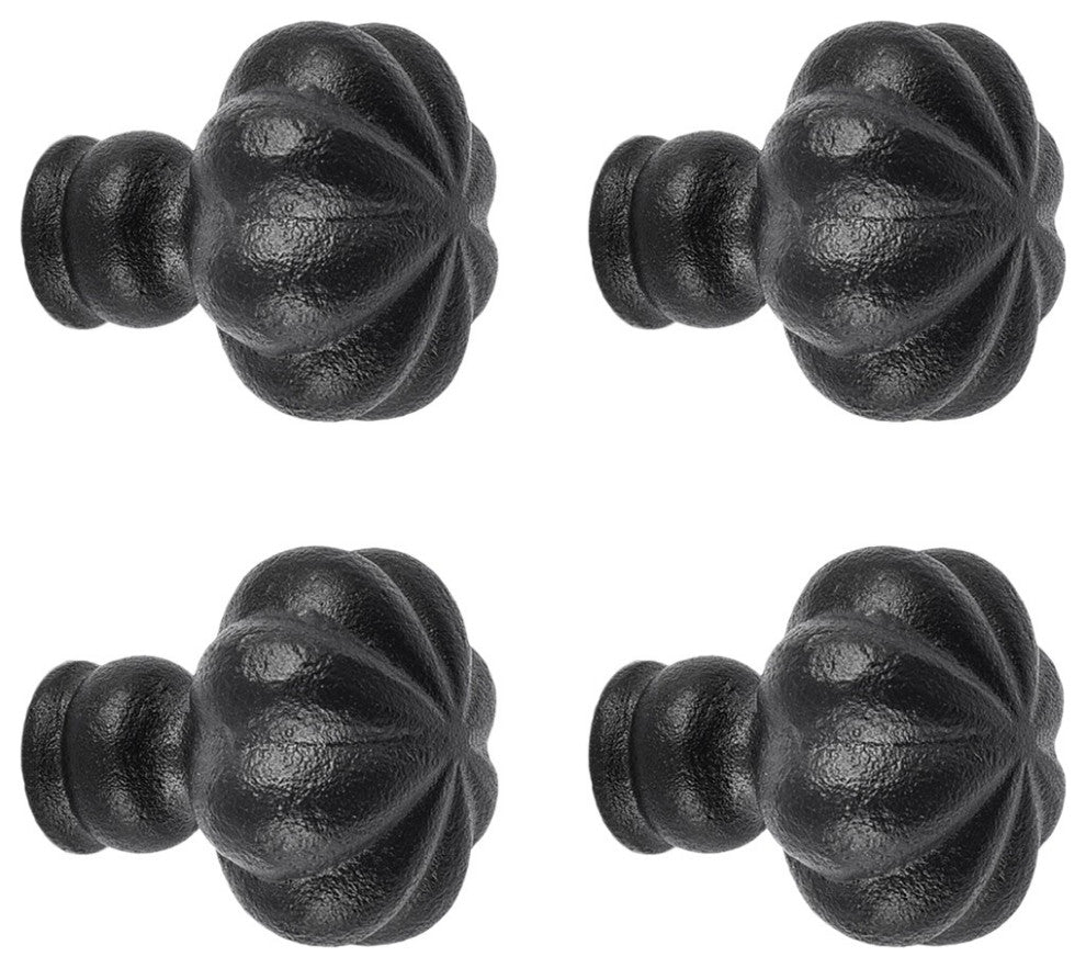 Cabinet Hardware Knob Black Wrought Iron Floral Mission Design 1.5" Di. Set of 4