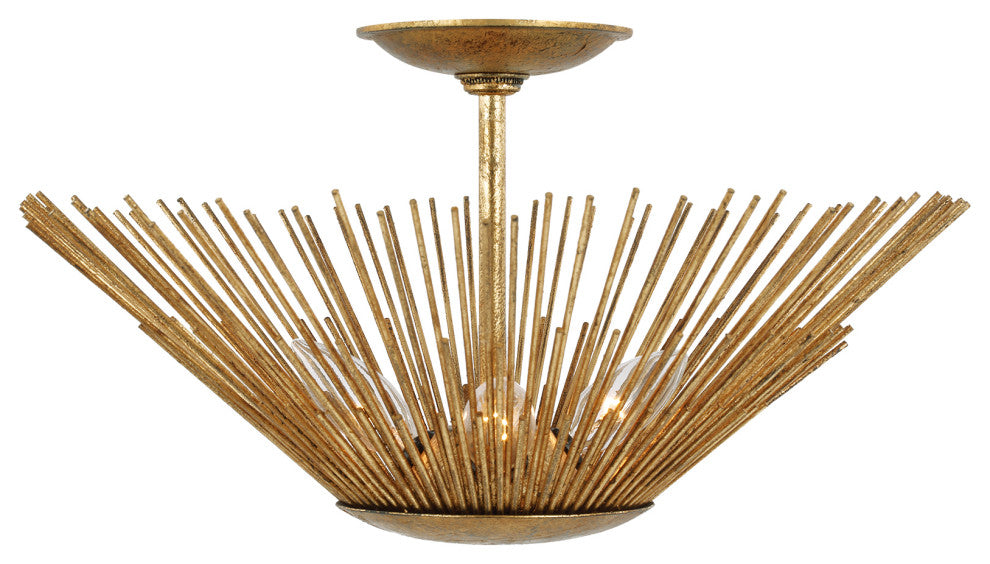 3-Light Flush Mount, Antique Gild