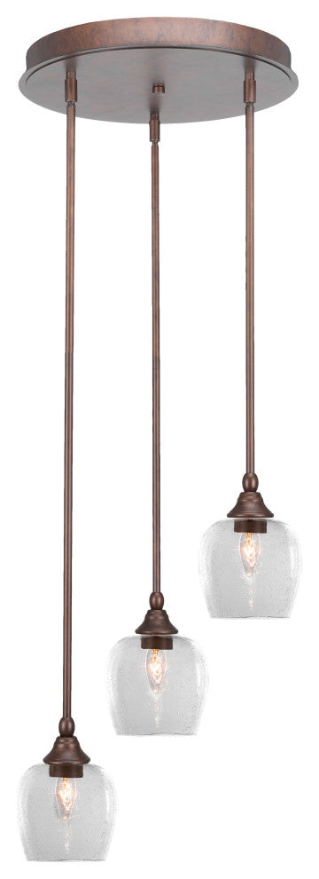 Empire 3-Light Cluster Pendalier, Bronze/Clear Bubble