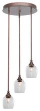 Empire 3-Light Cluster Pendalier, Bronze/Clear Bubble