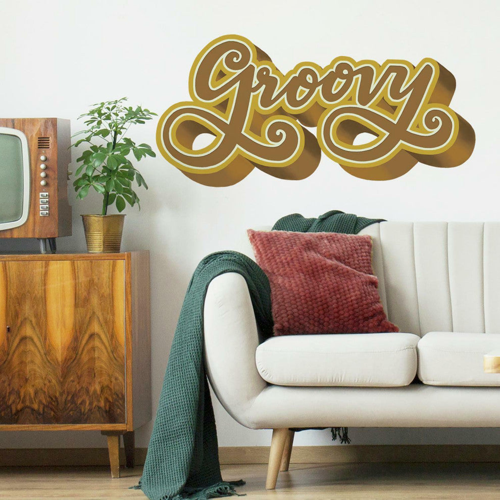 Yellow & Gold Groovy Retro XL Giant Wall Decals
