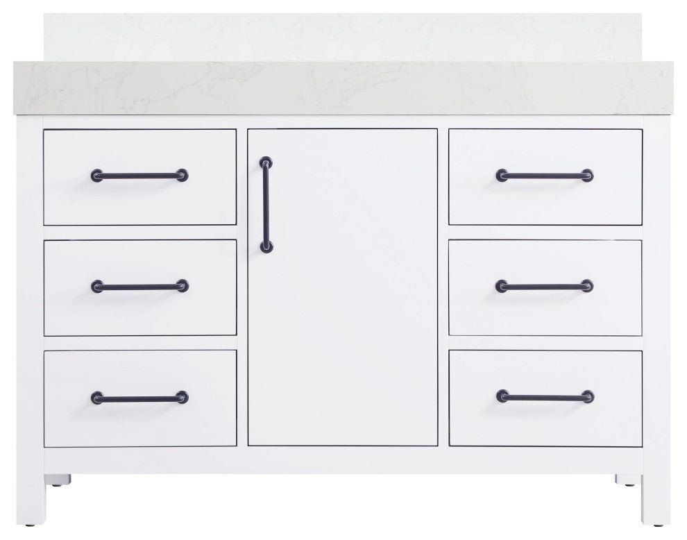 Home Living 48" Single Bathroom Vanity, White With Backsplash