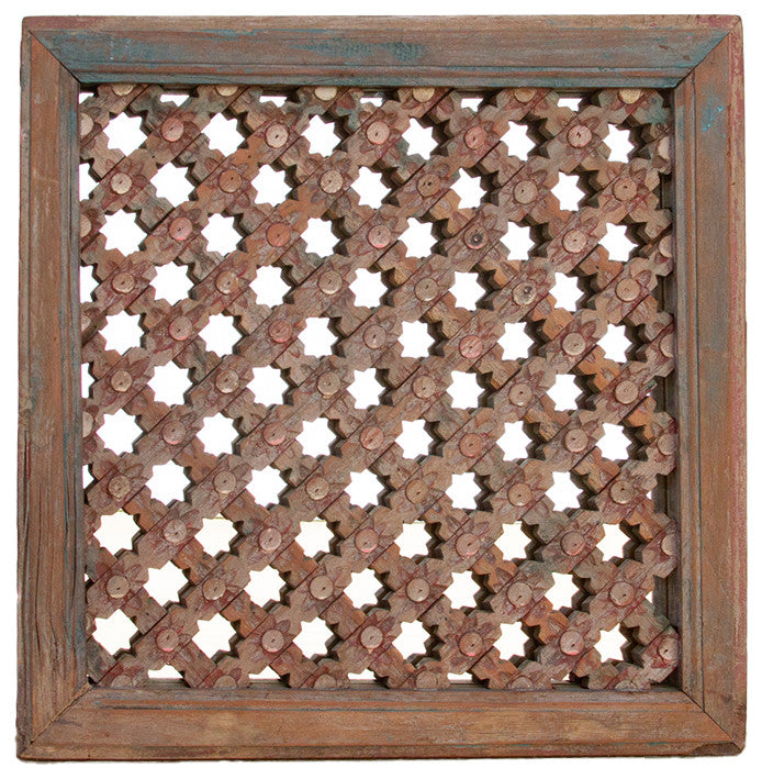 Antique Carved Lattice Mirror