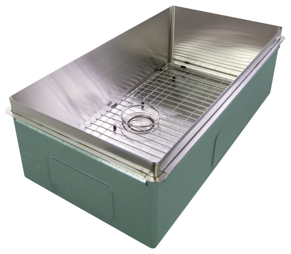 Transolid 32"x17" Rimless Single Bowl Kitchen Sink, Stainless