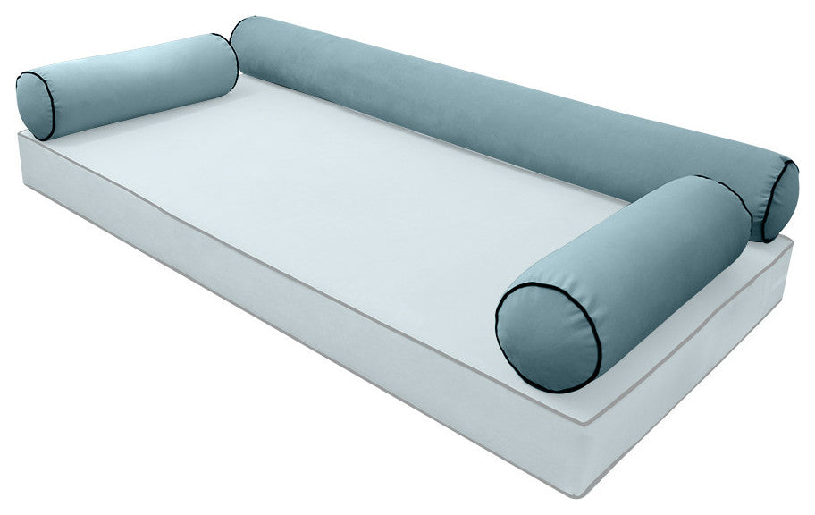 STYLE V6 Full Velvet ContrastPipe Indoor Daybed Bolster Pillow |COVER ONLY|AD355