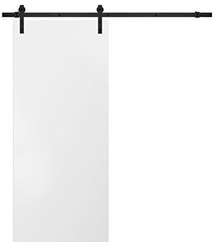 Sliding Barn Door 24 x 80 & Rail 6.6FT| Planum 0010 White Silk|