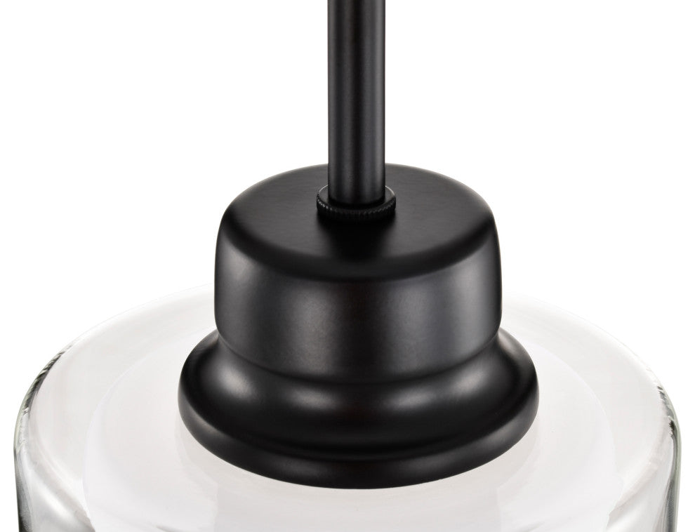 Daley 1-Light Matte Black Mini Pendant With Clear Glass and White Glass Shades