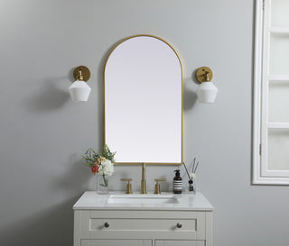 Metal Frame Arch Mirror 22X36 Inch, Brass