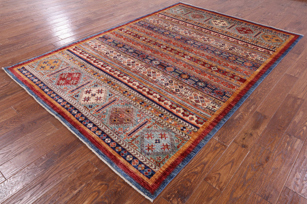 Super Kazak Khorjin Handmade Rug 6' 6" X 9' 7" Q8027
