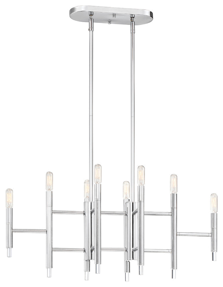 Jesa 8-Light Linear Chandelier, Chrome