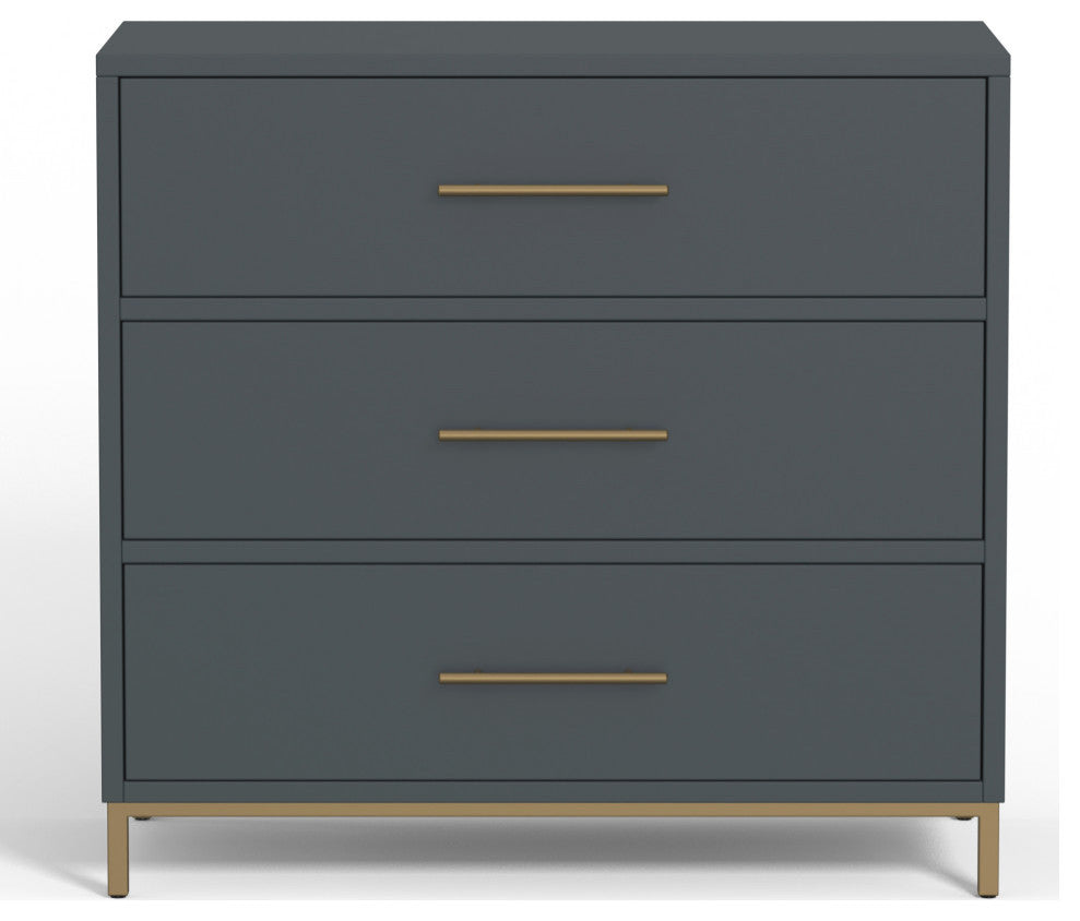 Madelyn Three Drawer Small Chest, Slate Gray