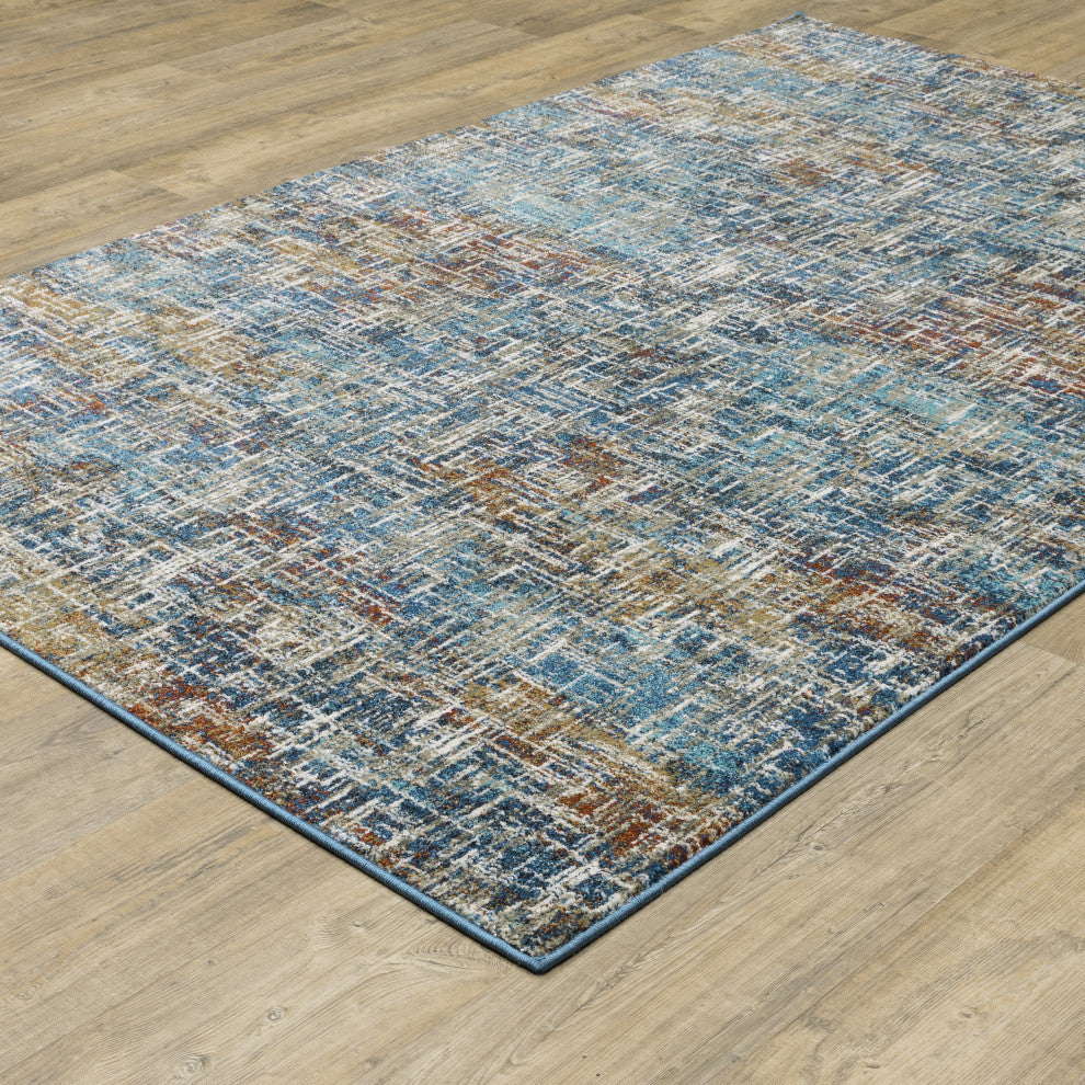 Vander Casual Chaos Blue/Multi Power-Loomed Area Rug, 3'10"x5'5"
