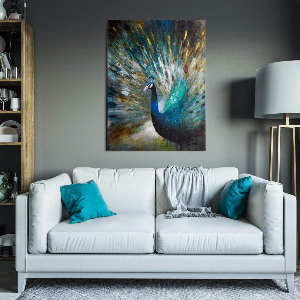 Peacock Prowess Art Painted On Canvas
