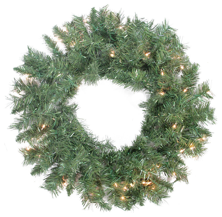24" Manitoba Pine Wreath, 120 Tips, 50 Clear Lights