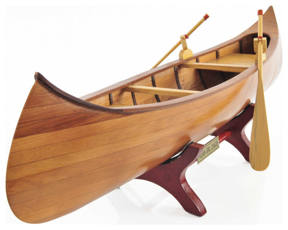 HomeRoots Indian Girl Canoe Boat Model Sculpture