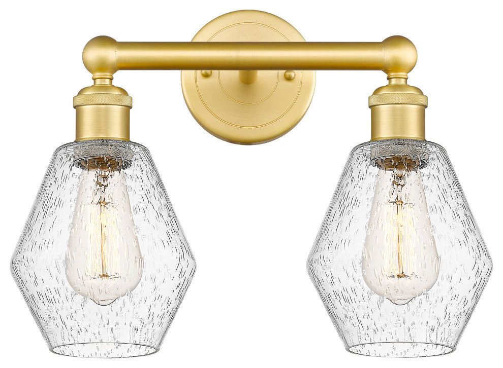 Cindyrella 2-Light 15" Bath Vanity Light, Satin Gold, Seedy Shade