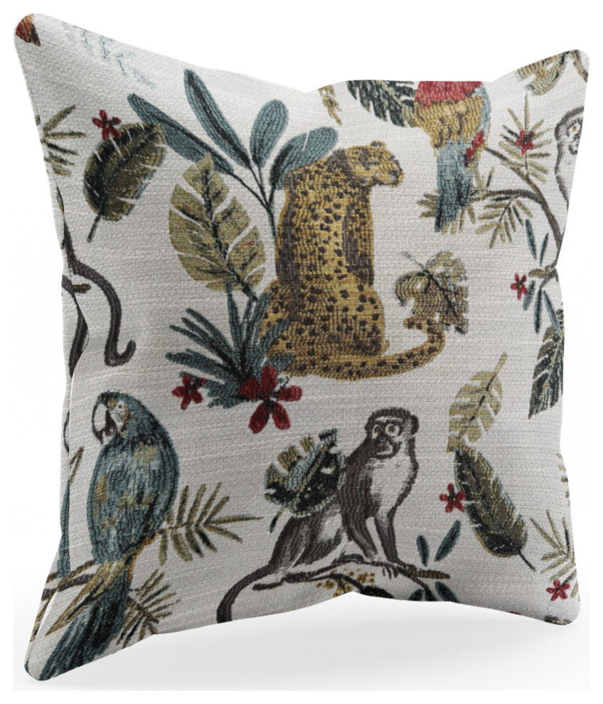 Plutus Multi-Color Jungle Luxury Throw Pillow, Multi-Color, 18" x 18"