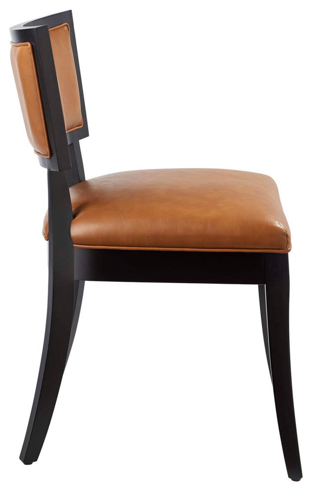 Pristine Vegan Leather Dining Chairs, Set of 2, Tan