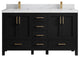 Malibu 60" Double Sink Bathroom Vanity in Black 2" Calacatta Sienna