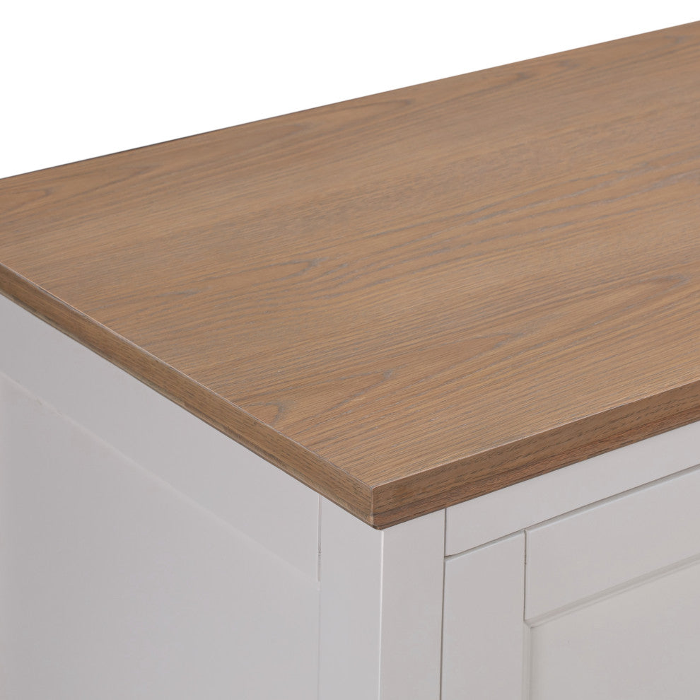 Garwain MDF Mid-century Modern Sideboard White, Grey Oak / White