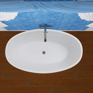 Vanity Art 55"x32" Acrylic Freestanding Soaking Bathtub, White/Classic Chrome