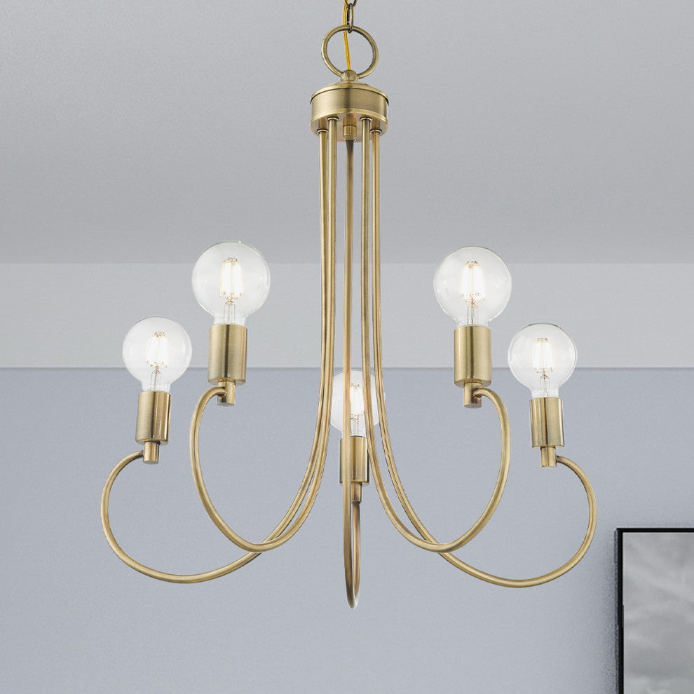 Livex Lighting Bari 5 Light Antique Brass Chandelier