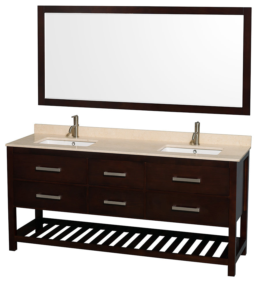 Wyndham WCS211172DESIVUNSM70 72" Vanity, Espresso With Ivory Marble Top