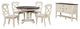 6-Piece 48" Round Or 66" Oval Extendable Dining Set, White and Chestnut Brown