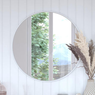 Julianne Round Metal Framed Wall Mirror, Silver, 30"