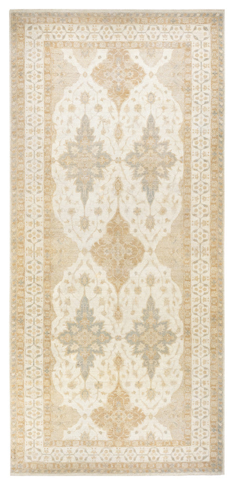 Eclectic, One-of-a-Kind Hand-Knotted Area Rug Ivory, 5'10"x13'4"