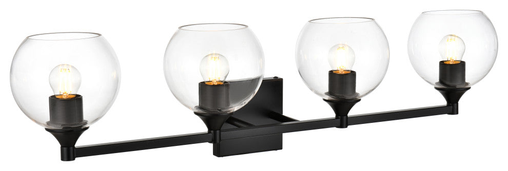 4 Light Black And Clear Bath Sconce