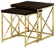 Nesting Table Set Of 2 Side End Metal Accent Metal Laminate Brown Gold