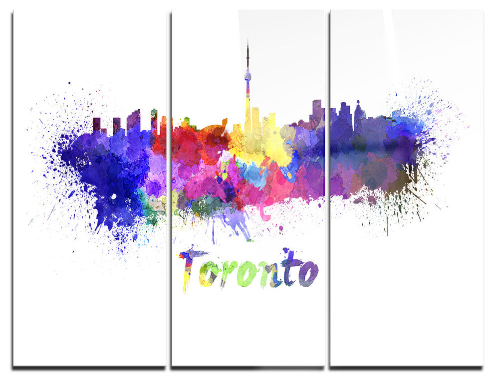 "Toronto Skyline" Glossy Metal Wall Art, 3 Panels, 36"x28"