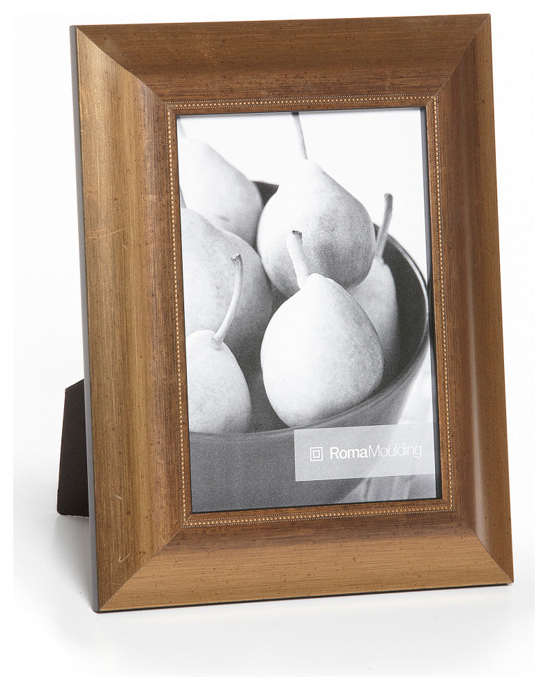 Rubbed Bronze Picture Frame, 1-1/2", Easle Back, Traditional, 5 x 7