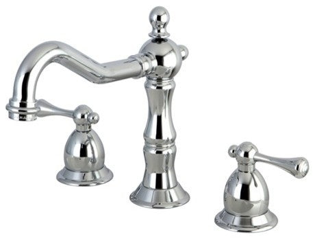 Kingston Brass Widespread Bathroom Faucet With Brass Pop-Up, Polished Chrome