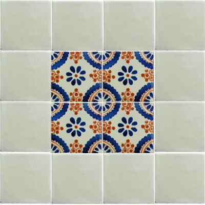 4.2x4.2 9 pcs Blue Madrid Talavera Mexican Tile