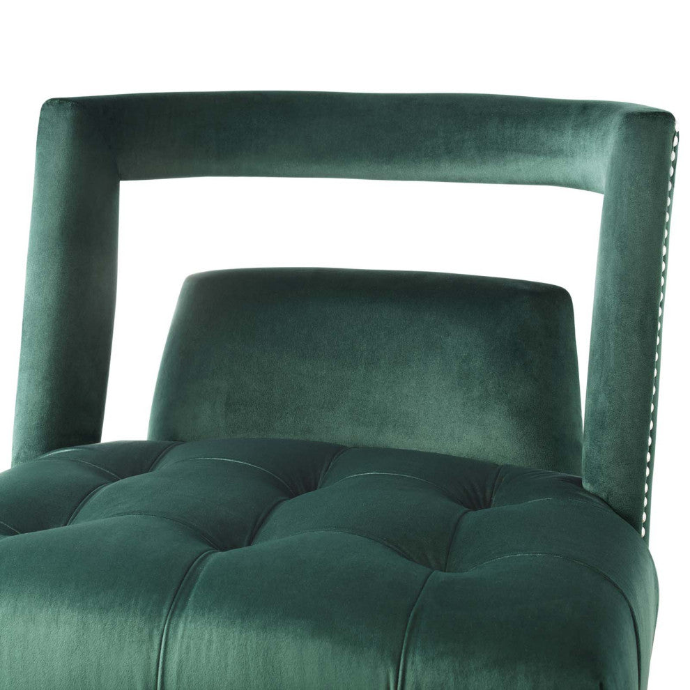 Modern Designer Lounge Accent Side Chair Armchair, Velvet Fabric, Green